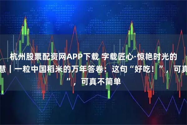 杭州股票配资网APP下载 字载匠心·惊艳时光的中国智慧｜一粒中国稻米的万年答卷：这句“好吃！”，可真不简单